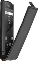 Zwart lederen flip case Sony Xperia Z5 Premium case Telefoonhoesje