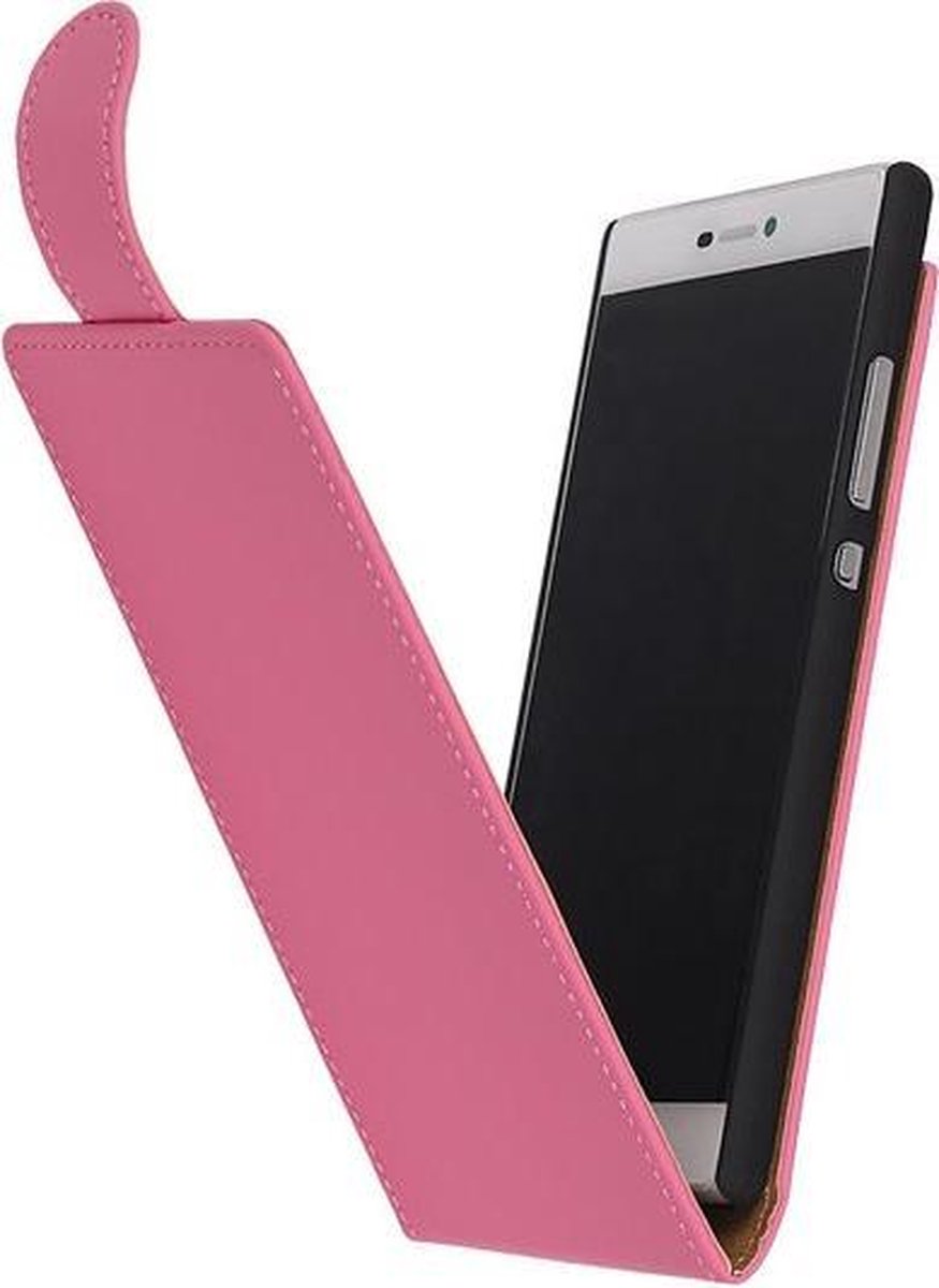 Roze Effen Classic Flip case hoesje voor Samsung Galaxy S4 Mini I9190