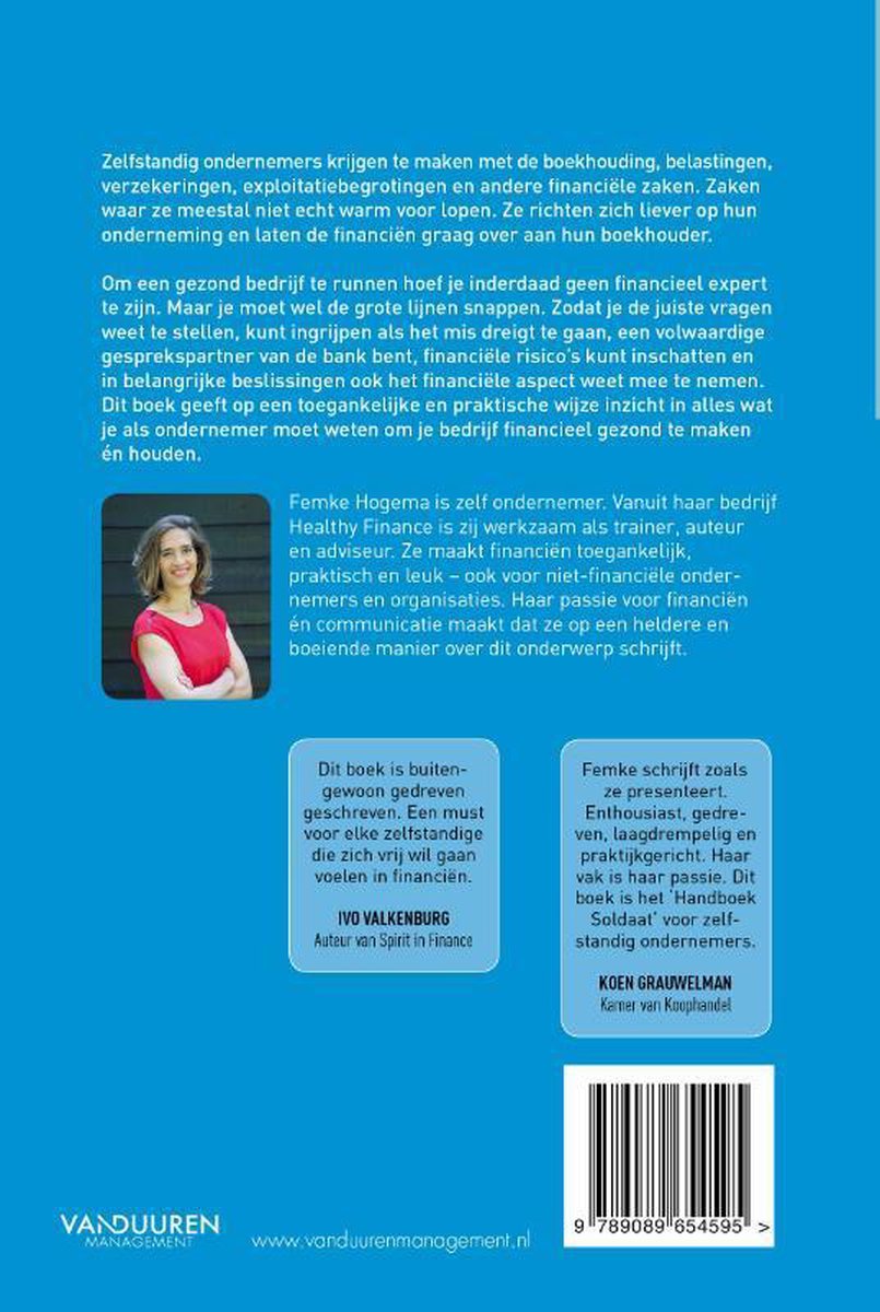 Boek 'Financiën voor zzp'ers' met foto van auteur Femke Hogema