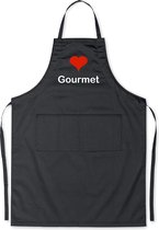 Benza Schort I Love Gourmet - Grappige/Leuke/Mooie/Luxe Keukenschort - Zwart