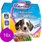 Renske Puppy Vers Vlees Maaltijd - Kip Lam - Hondenvoer - 16 x 100 g