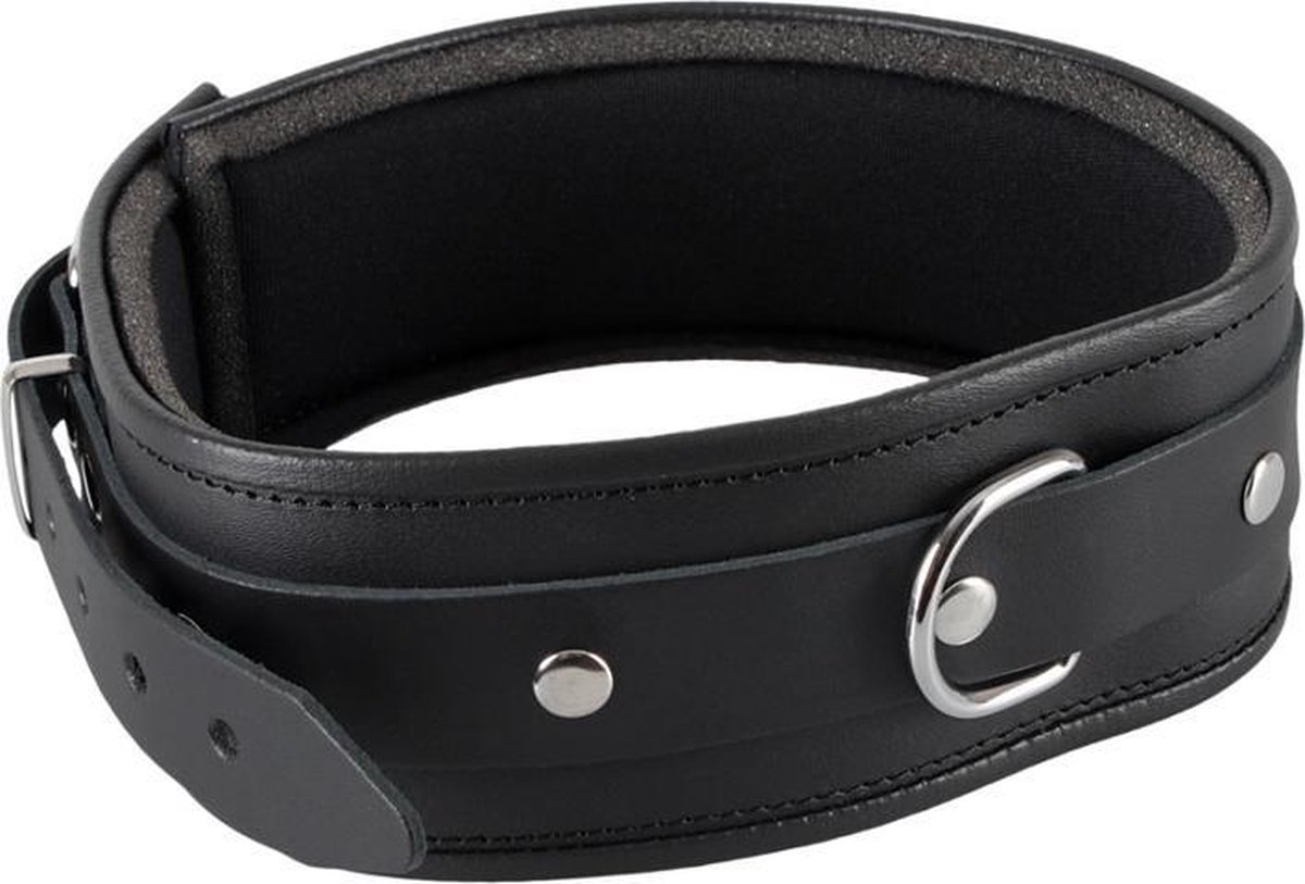 Goedkoopste Zwarte leren Halsband met Ring