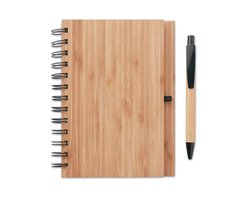 Notitieboek A5 Bamboe, inclusief Balpen, gerecycled papier lijn