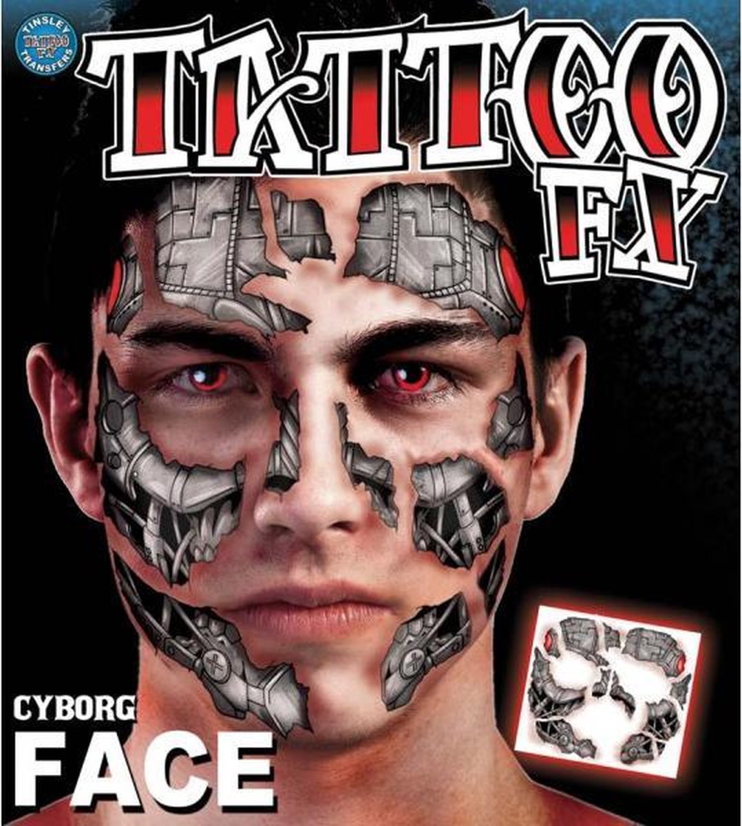 Gezichts Tattoo Cyborg