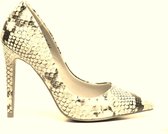 Sexy damesschoen pump in slangenprint beige met zwart high heels killer heels