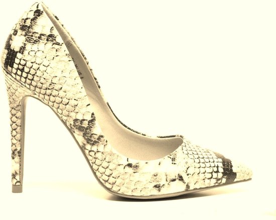 Sexy damesschoen pump in slangenprint beige met zwart high heels killer  heels | bol.com