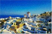 Graphic Message - Schilderij op Canvas - Uitzicht Santorini - Griekenland Landschap - Grieks Dorp