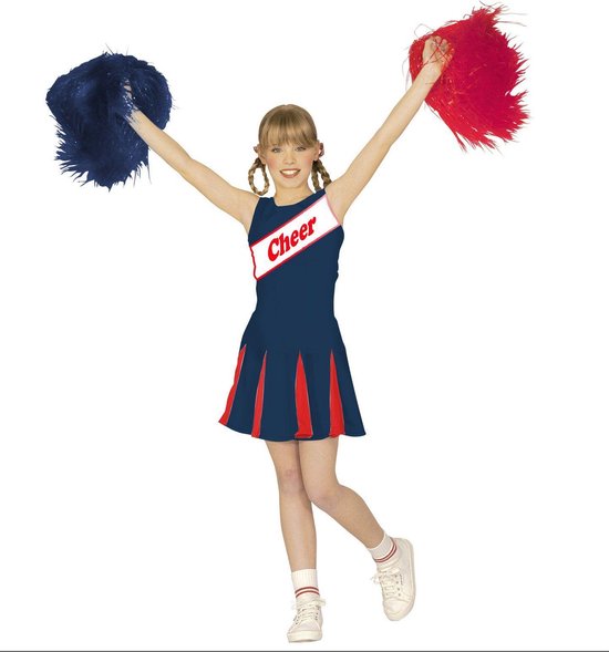Widmann - Cheerleader Kostuum - Amerikaanse Cheerleader Blauw / Rood -  Meisje -... | bol.com