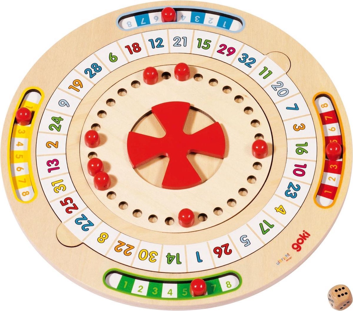 Bordspel: WOORDMOLEN diam.26,5cm, op de rugzijde een rekenma