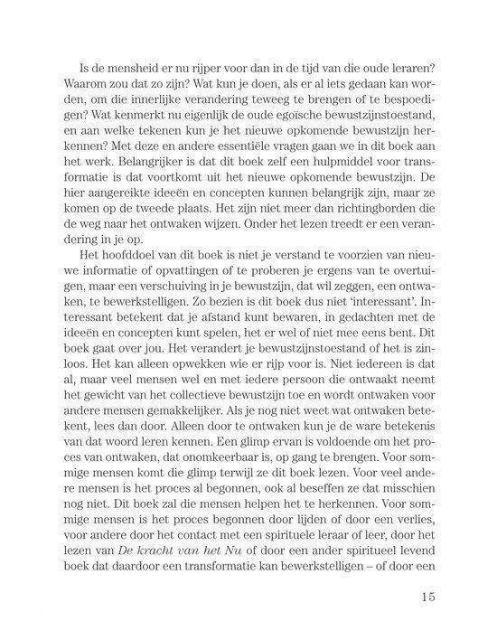 Tekstpagina met de Nederlandse titel Een nieuwe aarde en tekst over bewustzijn.