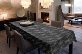 Joy@home Tafellaken - Tafelkleed - Tafelzeil - Afgewerkt Met Biaislint - Opgerold op dunne rol - Geen plooien - Trendy - Flora Grijs/Zwart