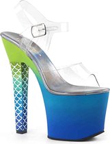 Pleaser Sandaal met enkelband, Paaldans schoenen -38 Shoes- ARIEL-7080OMBRE Paaldans schoenen Groen/Blauw