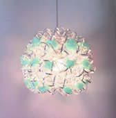Funnylight Design Trendy aluminium hanglamp vrolijk met zacht groene organza bloemen