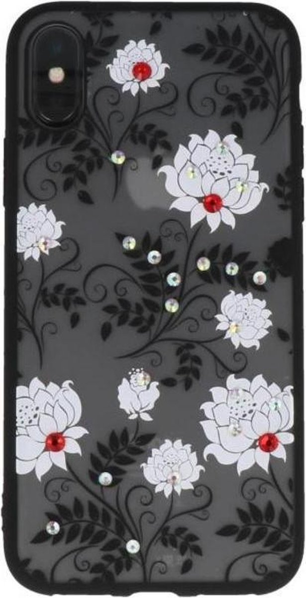 Wit Diamant Lotus Back Cover Hoesje voor iPhone X