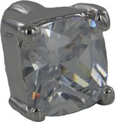 Quiges - Verzilverde Aanschuif Charm Bedel Kristal Square Stone voor Quiges Wikkelarmbanden - EHC082