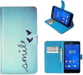 Sony Xperia M4 Aqua Portemonnee Hoesje Case Smile