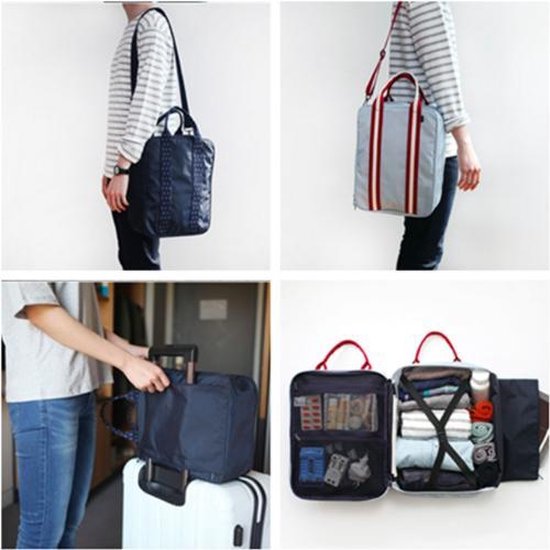 Reiskoffer, reistas , travel tas te bevestigen aan je koffer met  schouderband licht blauw | bol.com