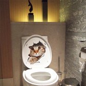 Muursticker - Kattensticker - Wc sticker - Kat - Poes -  Decoratiesticker - Interieur - Muursticker