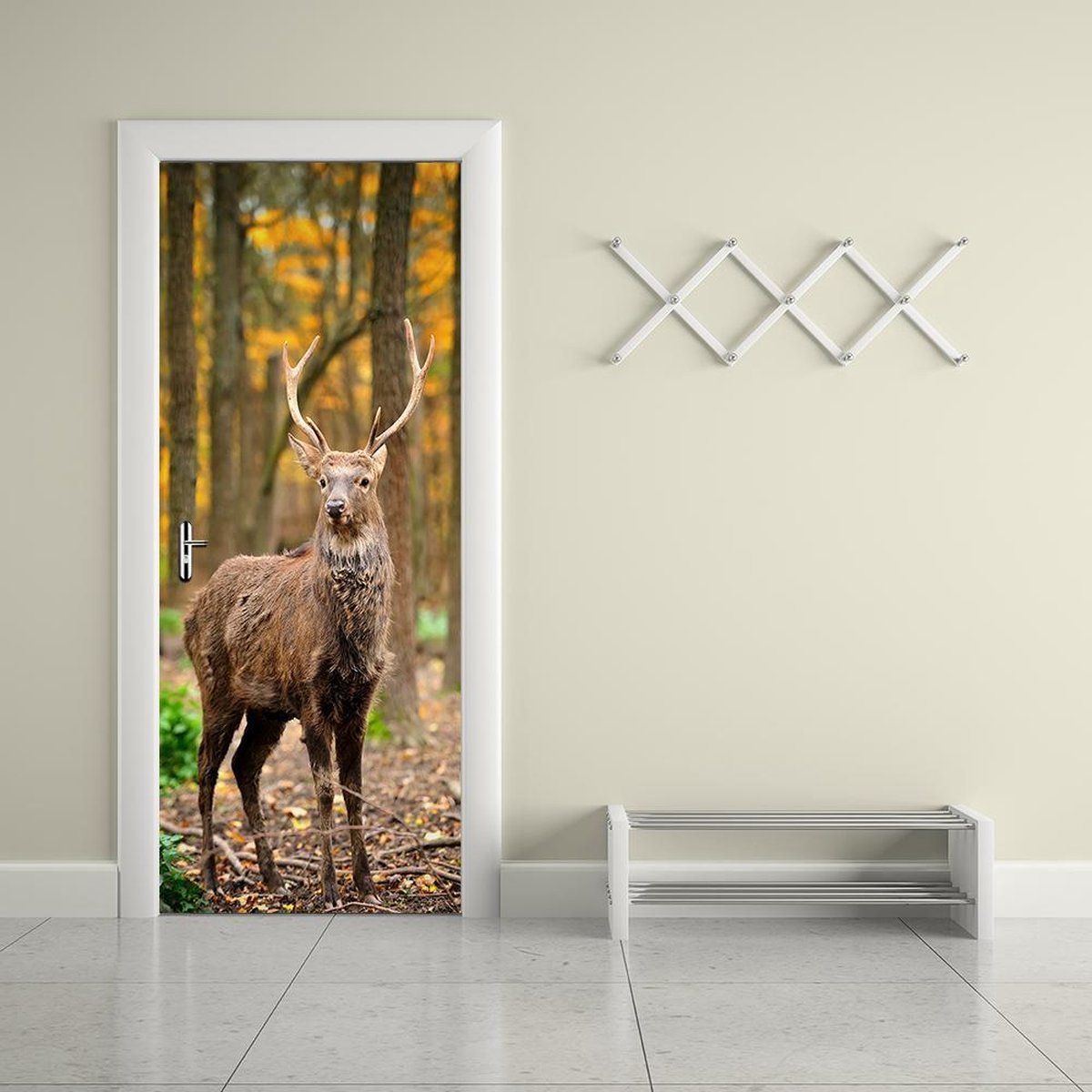 Walplus - Deur Decoratie Sticker - Hert - Multicolor