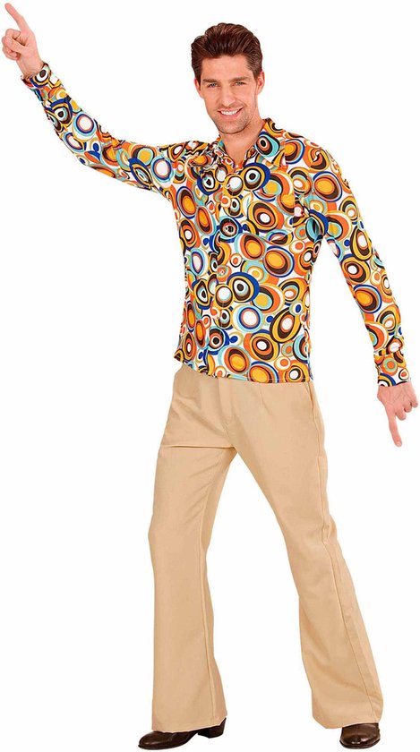 WIDMANN - Groovy jaren 70 bubbel blouse voor mannen - S / M