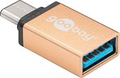 Goobay USB-C™ / USB OTG SuperSpeed ​​adapter voor het aansluiten laadkabels 3,0 goudkleurig