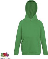 Fruit of the Loom Kids hoodie - Maat 128 - Kleur Kelly Green