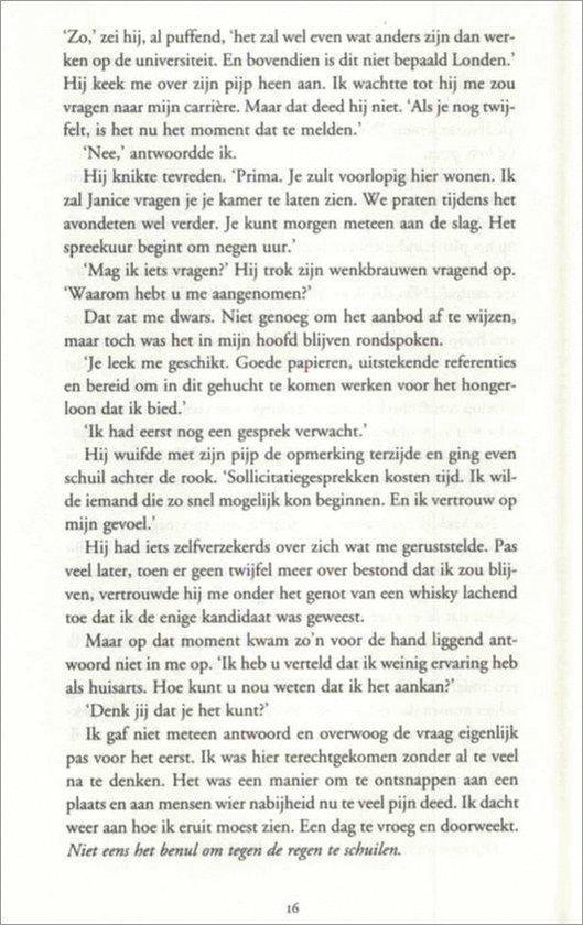 Pagina uit een boek met Nederlandse tekst, beginnend met ''Zo,' zei hij, al puffend, 'het zal wel wat anders zijn dan wer...'