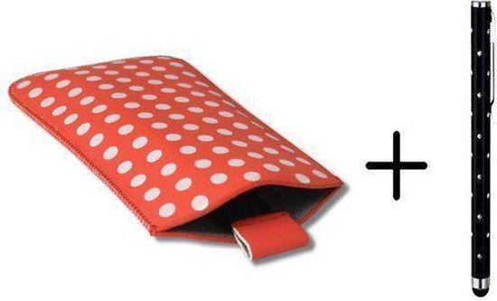 Polka Dot Hoesje voor Samsung Galaxy S Duos 2 met gratis Polka Dot Stylus, Rood, merk i12Cover