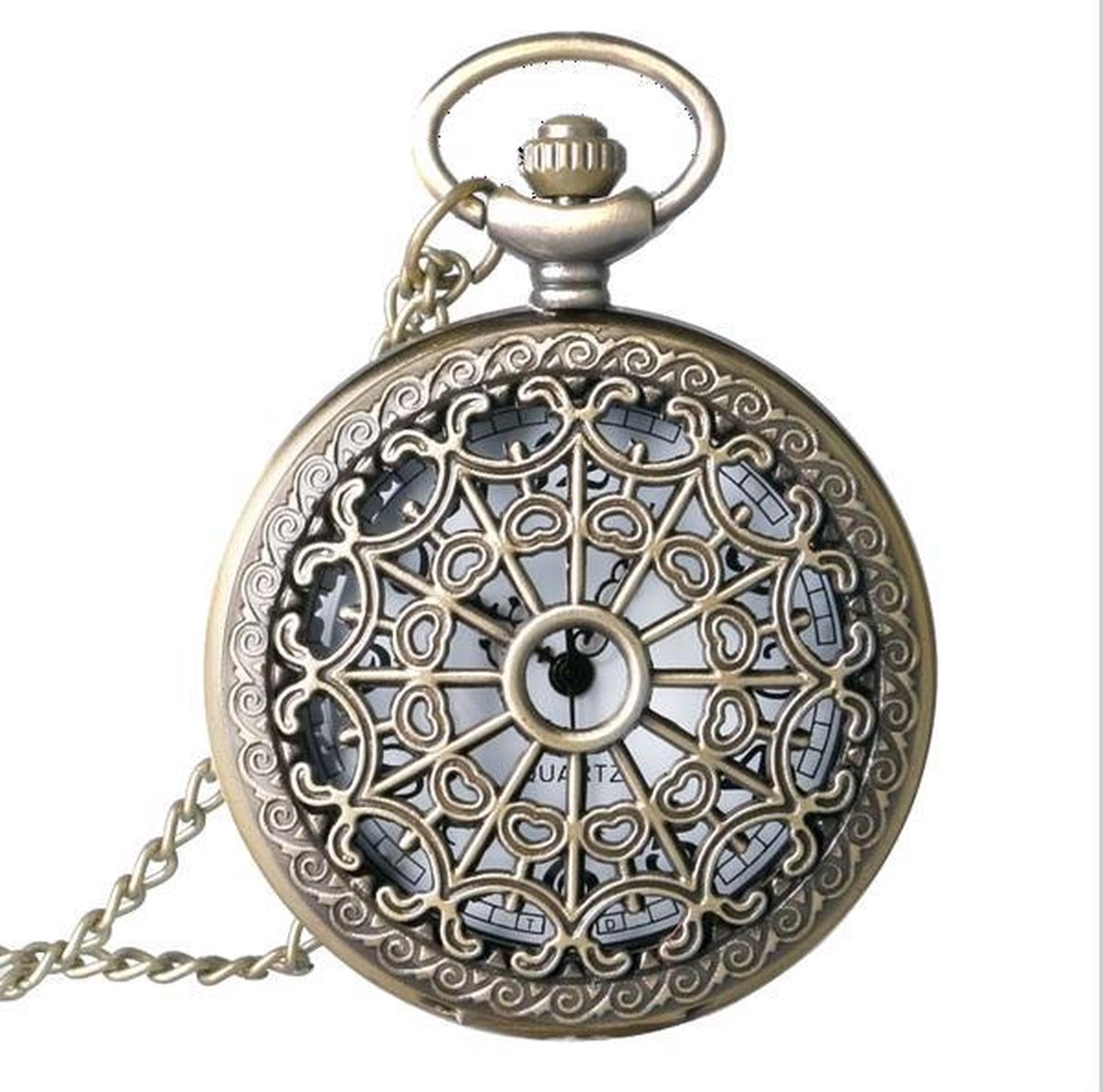 Treasure Trove Vintage Lange Ketting Opengewerkt Horloge - Kettinghorloge - Dames - 82 cm - Ø 4,5 cm