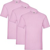 3 Pack Shirts Fruit of the Loom Ronde Hals Maat XXXL (3XL) Valueweight Roze
