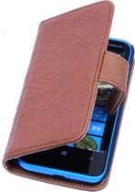 BestCases Stand Bruin Luxe Echt Lederen Book Wallet Hoesje Nokia Lumia 900