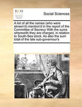 A list of all the names (who were skreen'd) mention'd in the report of the Committee of Secrecy With the sums wherewith they are charged, in relation to South-Sea stock, As also the sum total