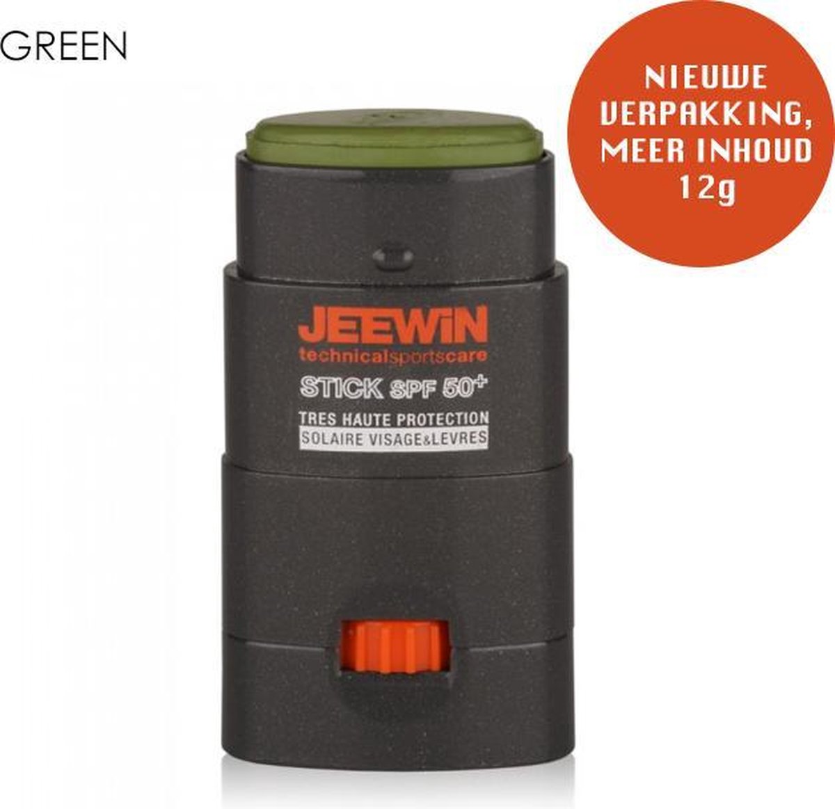 JEEWIN Sunblock Stick SPF 50+ - GROEN | ook geschikt voor bescherming tattoo | 100% Minerale zonbescherming UVA/UVB | Geen NANO en Microplastics | Trotse sponsor van Sportclub Only Friends