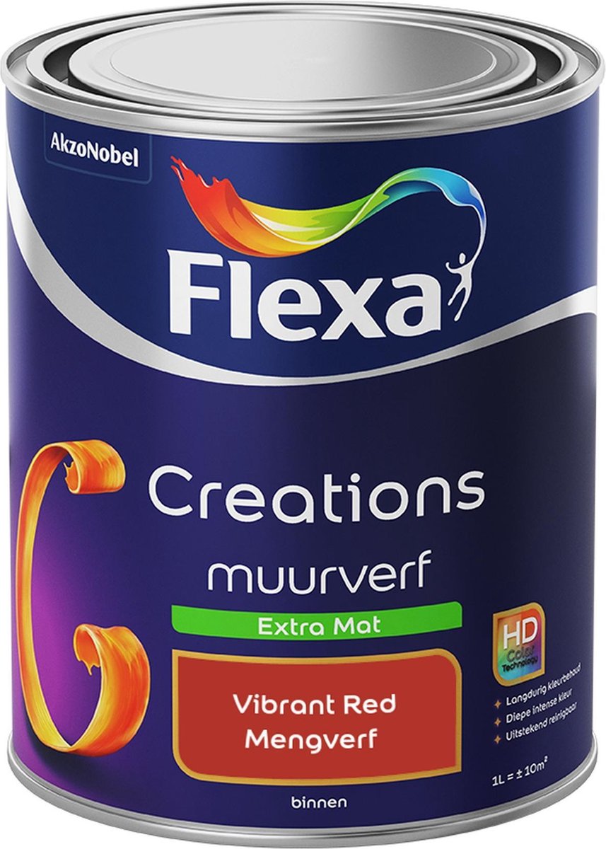 Flexa Creations Muurverf - Extra Mat - Vibrant Red - 1 liter