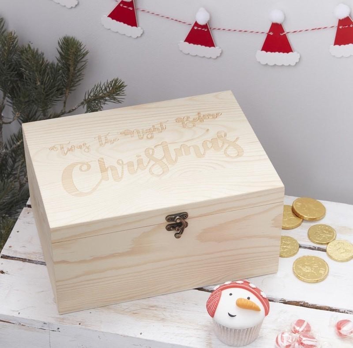 Boîte cadeau de Noël Boîte à souvenirs en bois avec couvercles
