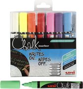 Uni-Ball Krijtmarker set - 8 kleuren 1,8-2,5 mm krijtstiften - Geschikt voor tijdelijke toepassingen, zoals op horeca borden, hobby, diy, etc