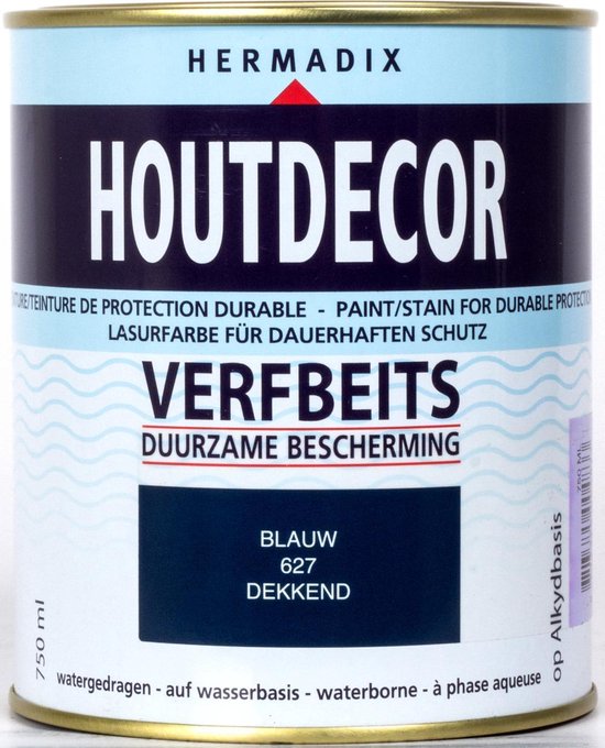 Hermadix Houtdecor Verfbeits dekkend - 0,75 liter - 627 Blauw