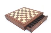 Luxe schaakset - Arabische stijl stukken klassiek hout met schaakbord opbergbox walnoot (met lade)