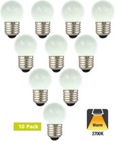 10 Pack - Prikkabel lamp E27 1w Bol Lamp, 30 Lumen, Matte Kap, 2650K Flame