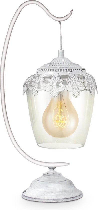 Vernauwd stil Slang EGLO Vintage Sudbury - Tafellamp - 1 Lichts - Patina Wit - Helder Glas |  bol.com