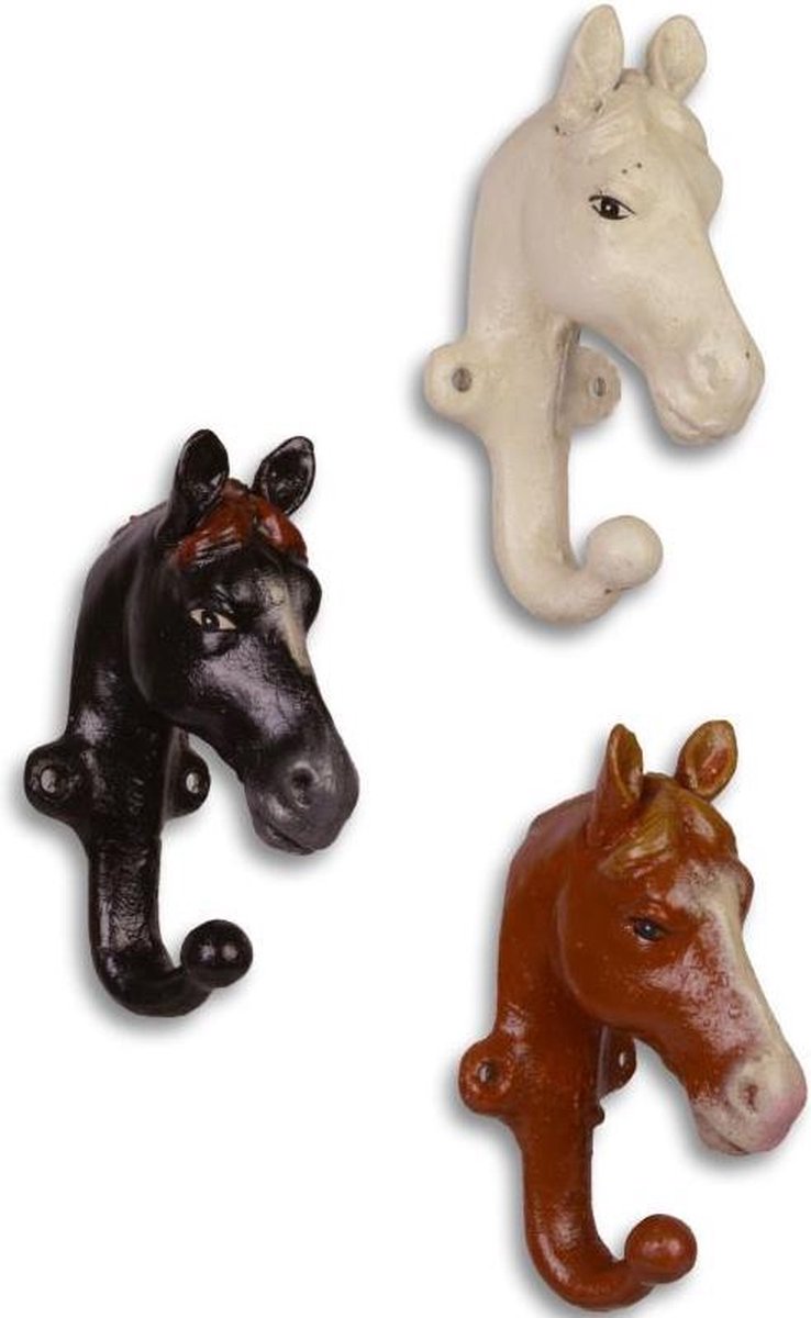 Gietijzeren wandhaken paardenhoofden - paard - paarden - gietijzer