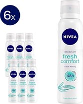 Nivea Fresh Comfort - 6 x 150 ml - Deodorant Spray - Voordeelverpakkking