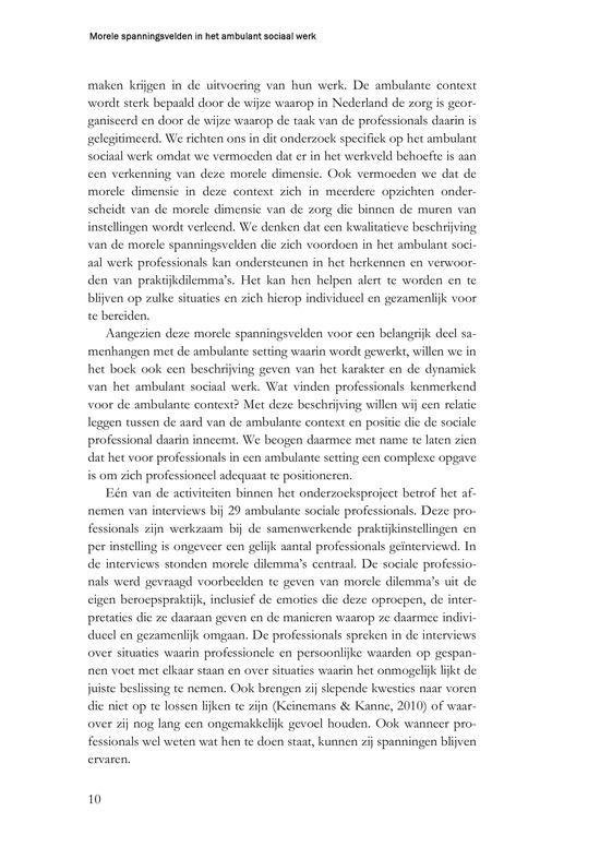 Pagina met tekst over de rol van de ambulante context en de uitdagingen voor professionals.