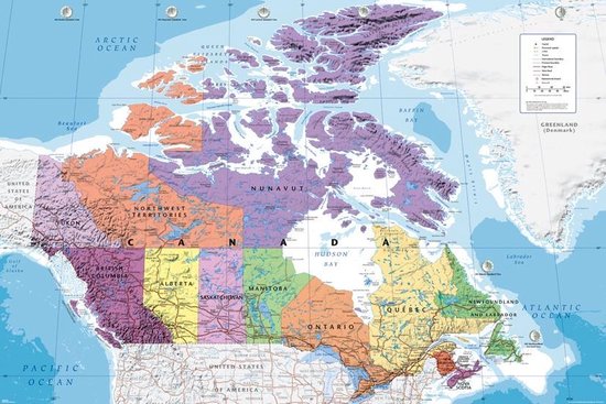 Landkarten Lernposter 91,5x61 cm Map of Canada