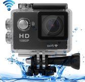 Sports Cam Full HD 1080P H.264 1,5 inch LCD WiFi Edition sportcamera met 170-graden groothoeklens, ondersteuning 30 m waterdicht (zwart)