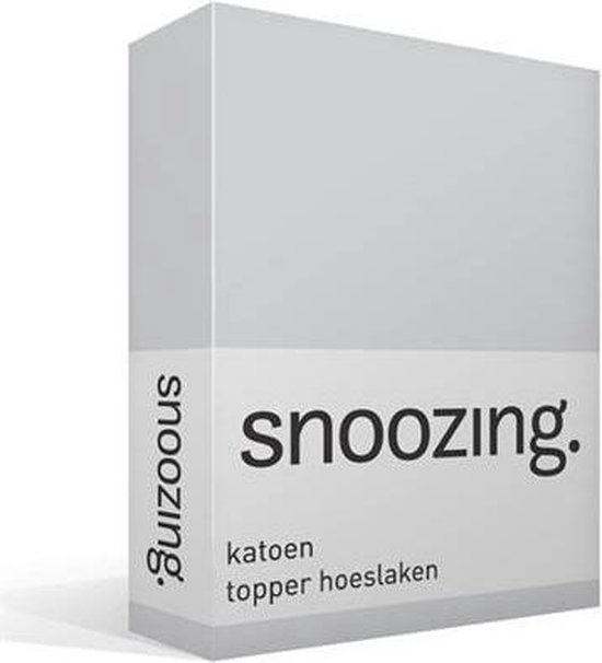 Snoozing - Katoen - Topper - Hoeslaken - Eenpersoons - 80x220 cm - Grijs