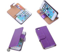 PU Leder Lila Hoesje iPhone5/5S Book/Wallet Case/Cover