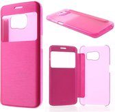 Samsung Galaxy S6 Edge view cover wallet hoesje roze