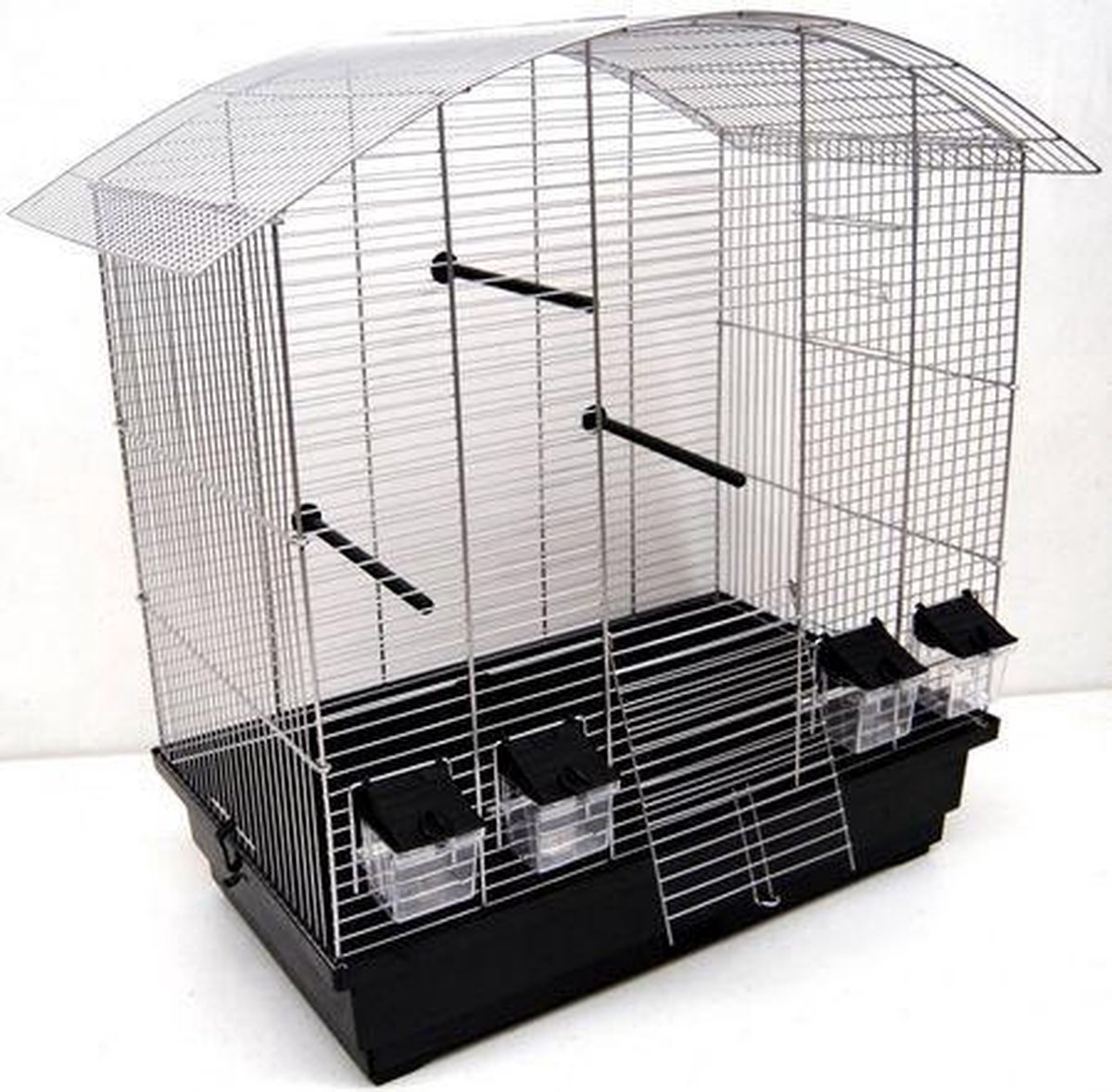 Vogelkooi Ula – Zwart/Chroom Binnenkooi voor Parkieten en Kanaries