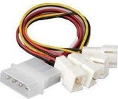 Y-kabel PC-ventilator [4x PC-ventilator stekker 3-polig - 1x IDE-stroomstekker 4-polig] 15.00 cm Zwart, Rood, Geel Akasa